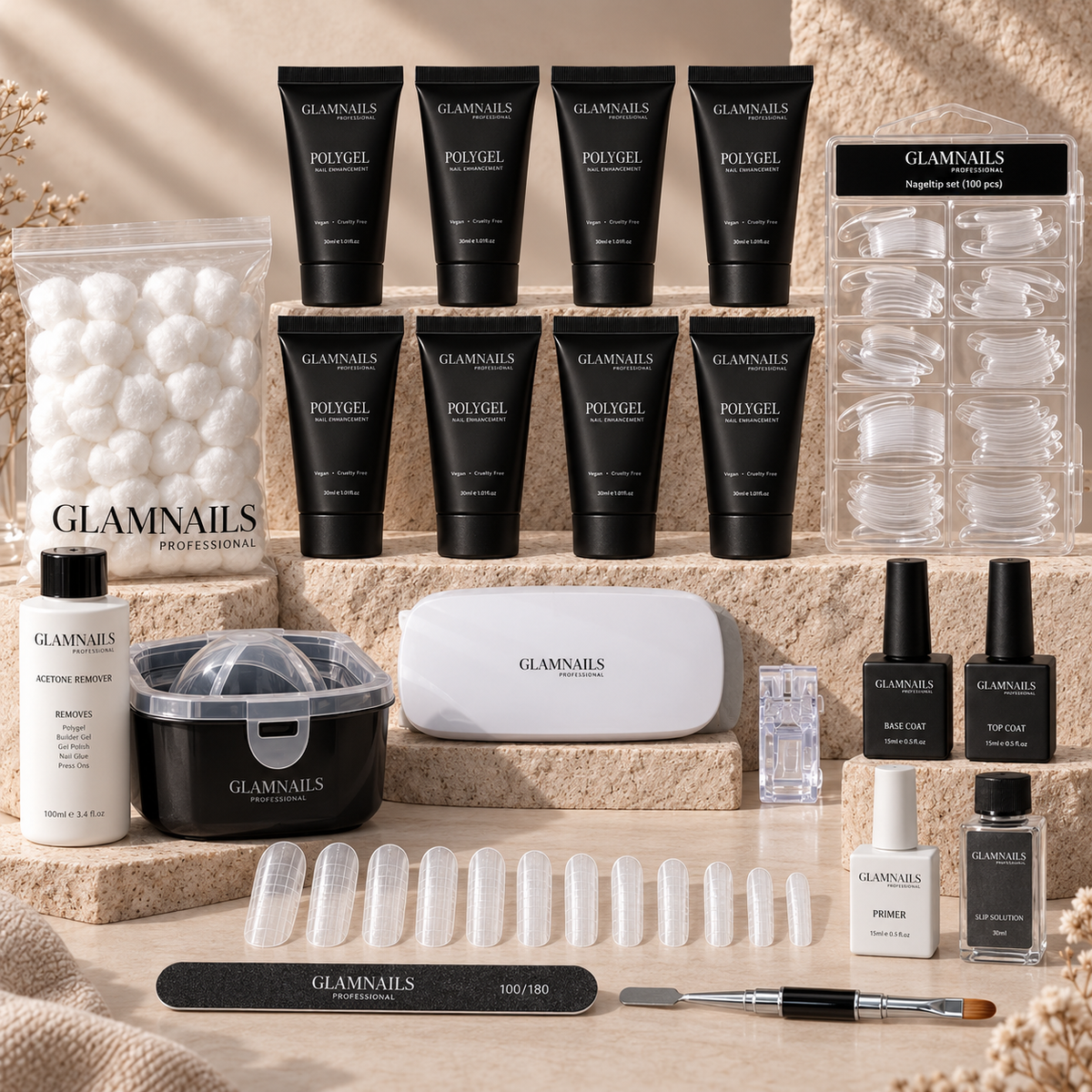 Polygel Starterset | 4+4 Gratis Kleuren Glamnailsprofessional 